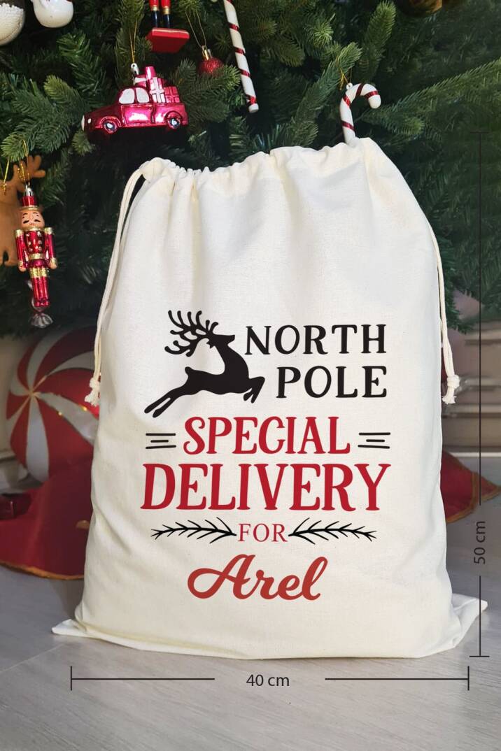 North Pole Special Delivery İsme Özel Yılbaşı Hediye Kesesi - 3