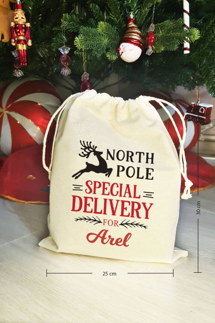 North Pole Special Delivery İsme Özel Yılbaşı Hediye Kesesi - 4