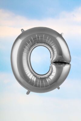 O Harfi Gümüş Folyo Balon 100 cm 40 inç 1 Metre Silver - 1