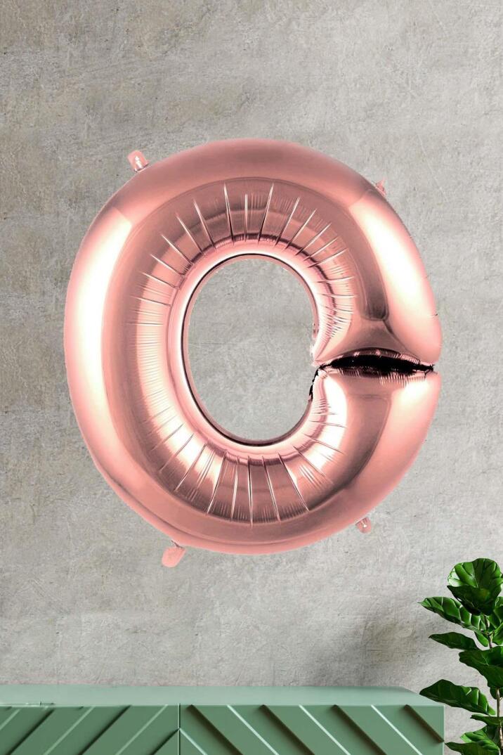 O Harfi Rose Gold Folyo Balon 100 cm 40 inç 1 Metre Baş Harf Balon - 1