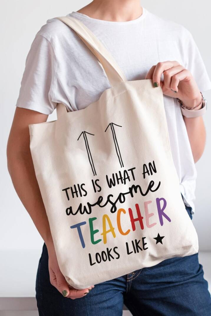 Öğretmenler Günü Hediyesi Baskılı Bez Çanta Awesome Teacher - 1