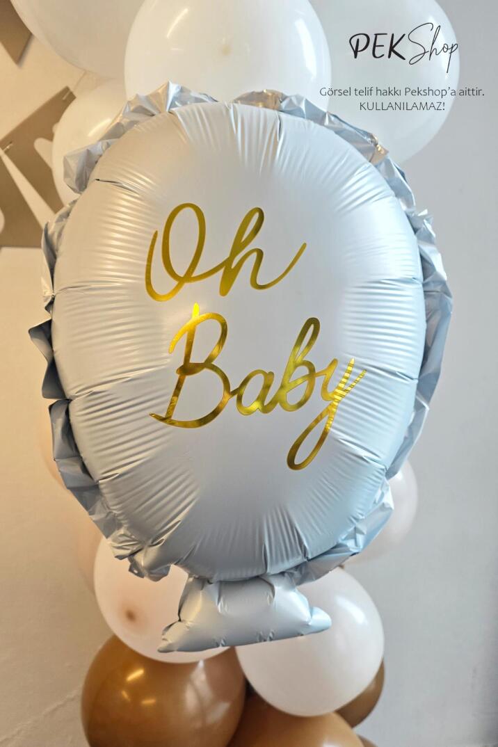 Oh Baby Yazılı Baby Shower Cinsiyet Partisi Balonu 64x51cm - 1