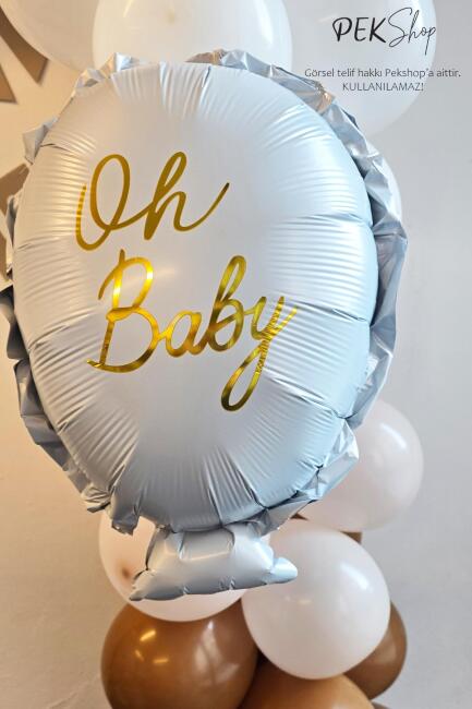 Oh Baby Yazılı Baby Shower Cinsiyet Partisi Balonu 64x51cm - 3