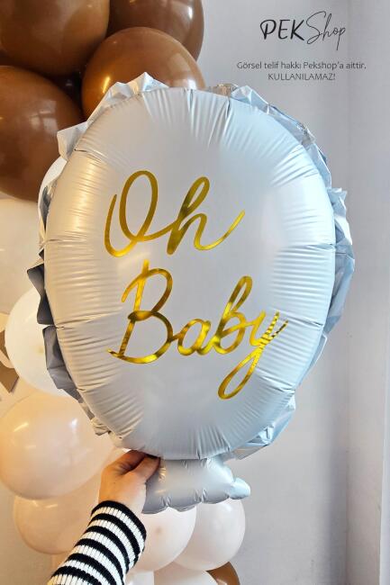 Oh Baby Yazılı Baby Shower Cinsiyet Partisi Balonu 64x51cm - 4