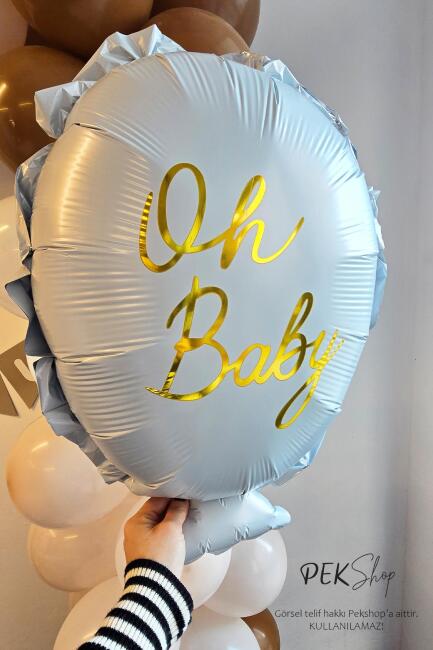 Oh Baby Yazılı Baby Shower Cinsiyet Partisi Balonu 64x51cm - 5
