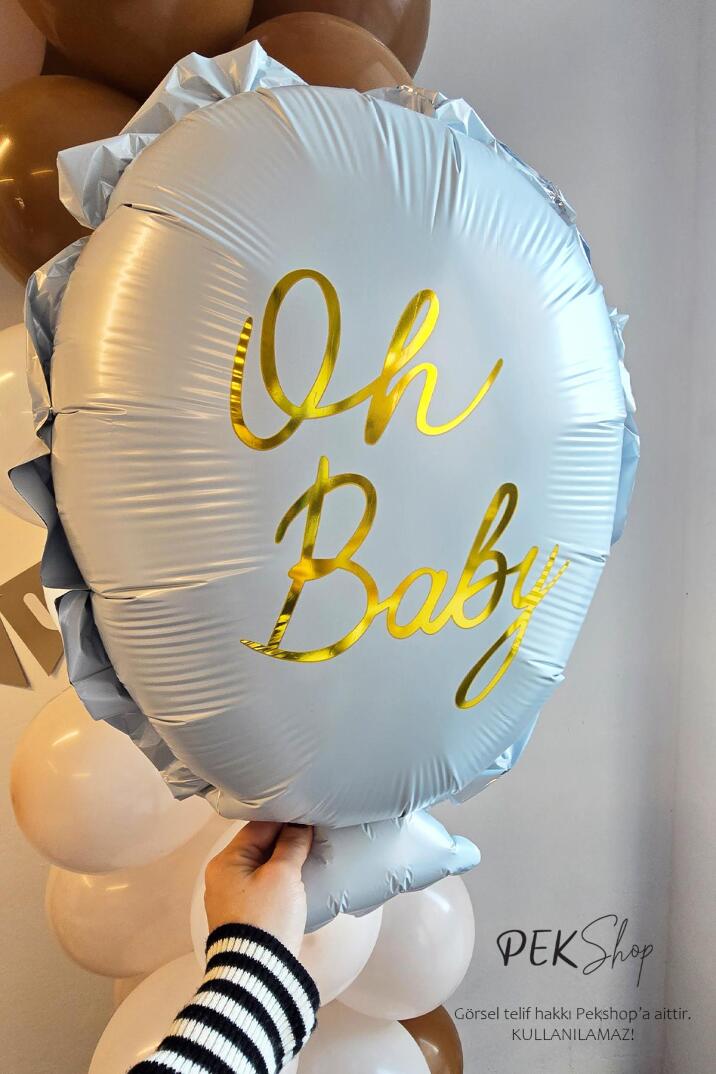 Oh Baby Yazılı Baby Shower Cinsiyet Partisi Balonu 64x51cm - 5
