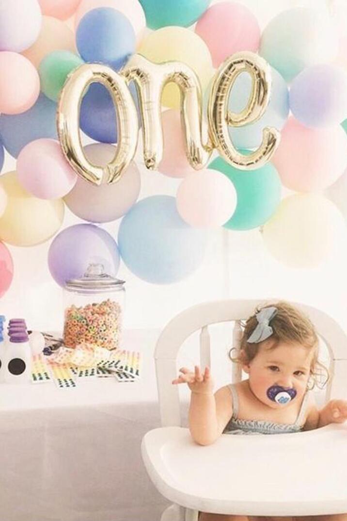 One Folyo Balon GÜMÜŞ İtalik Birleşik 1 Yaş Balonu 110cm - 2
