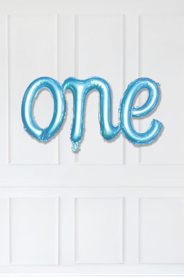 One Folyo Balon MAVİ İtalik Birleşik 1 Yaş Balonu 110cm - 1