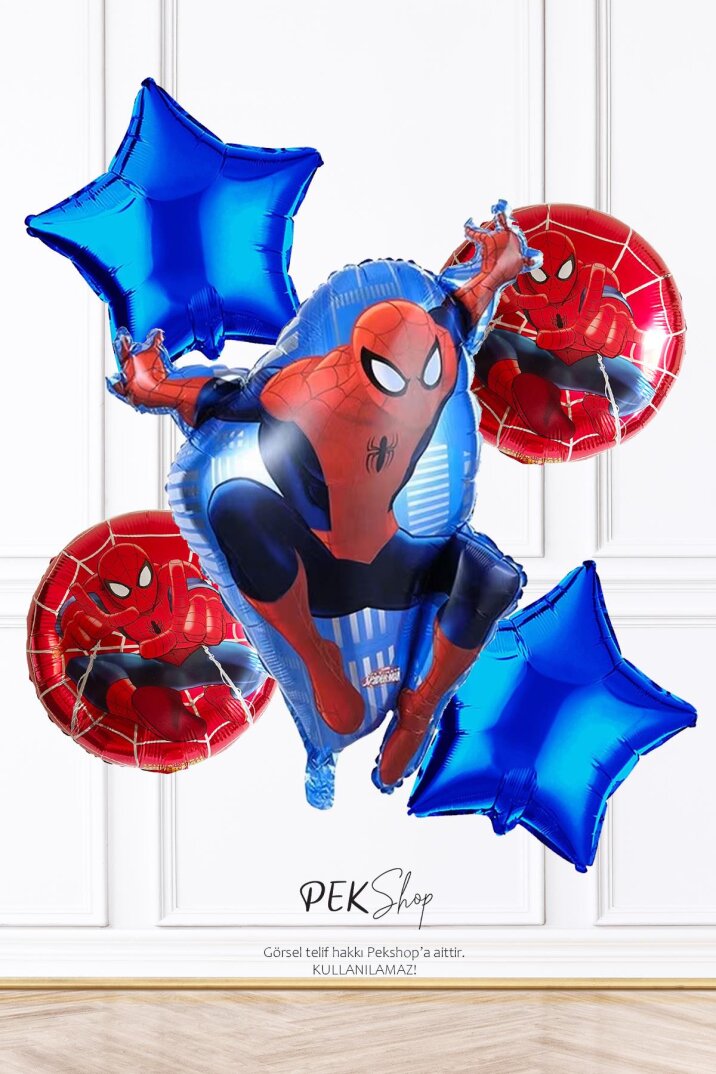 Örümcek Adam Balon Seti Doğum Günü Balon Süsleme Seti 5 li Set - 1