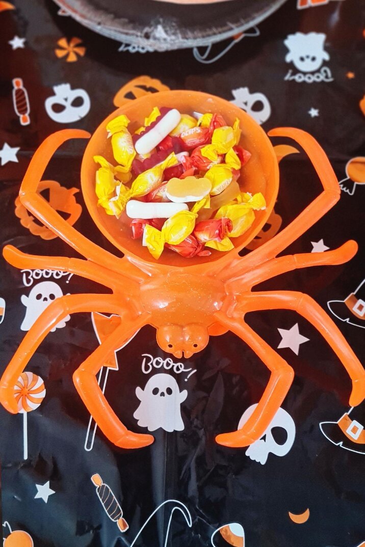 Örümcek Şeklinde Tabak Şekerlik Halloween Süsleri Cadılar Bayramı Masa Süsleri - 1