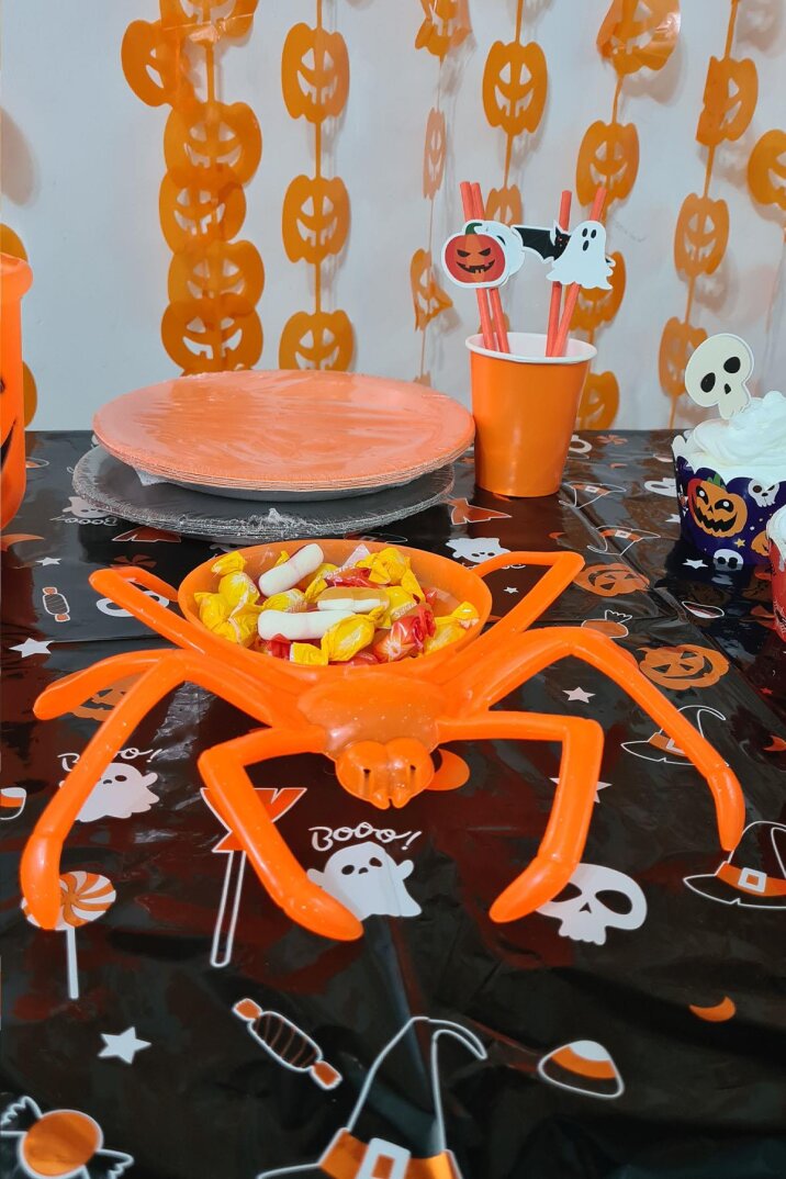 Örümcek Şeklinde Tabak Şekerlik Halloween Süsleri Cadılar Bayramı Masa Süsleri - 2