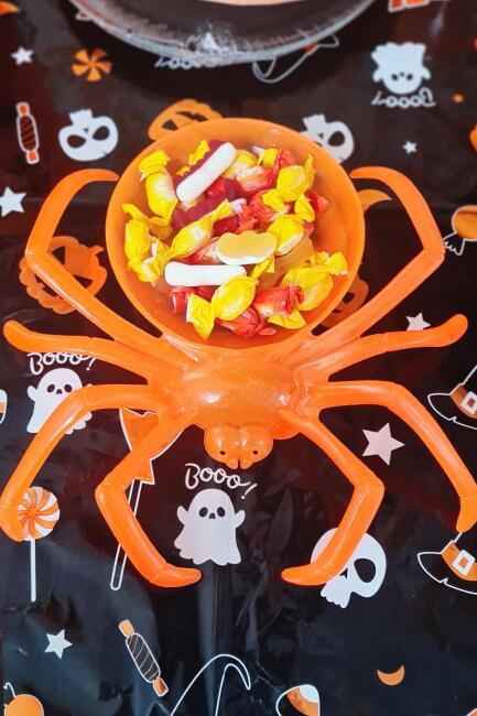 Örümcek Şeklinde Tabak Şekerlik Halloween Süsleri Cadılar Bayramı Masa Süsleri
