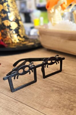 Örümcekli Plastik Gözlük Halloween Parti Gözlüğü Siyah 1 Adet