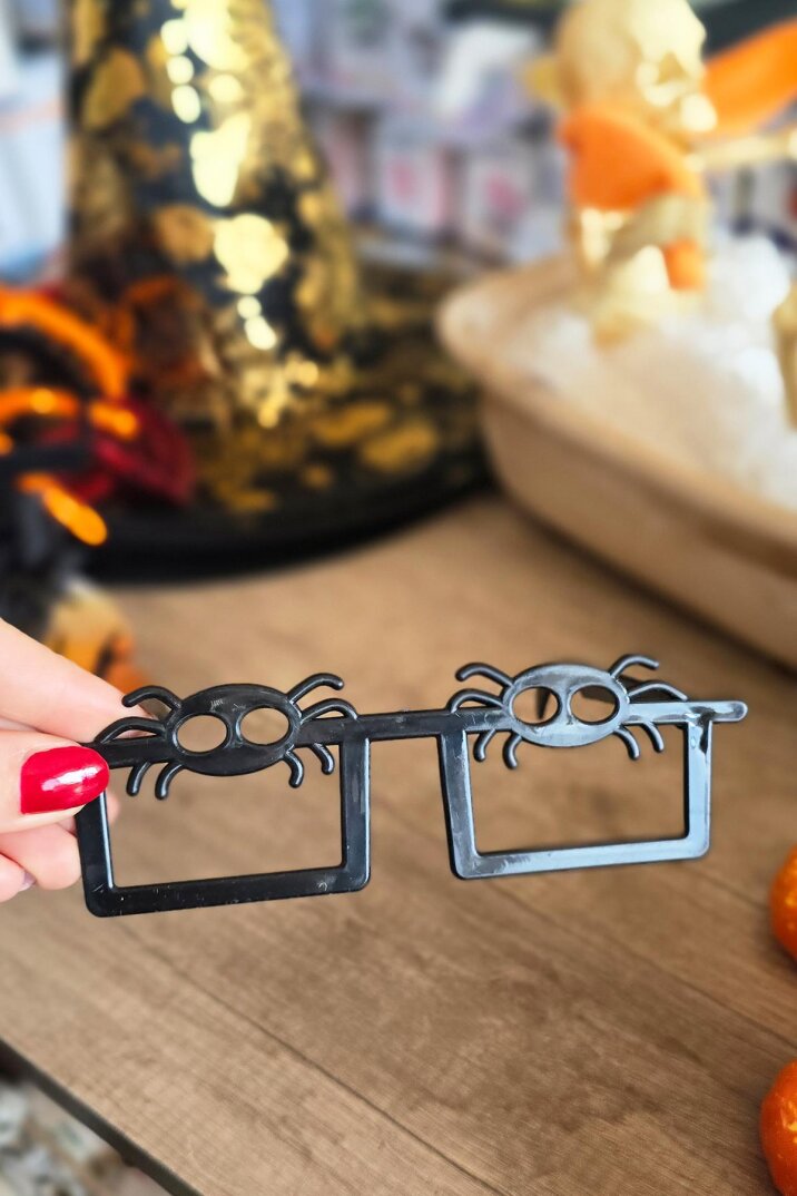 Örümcekli Plastik Gözlük Halloween Parti Gözlüğü Siyah 1 Adet - 2