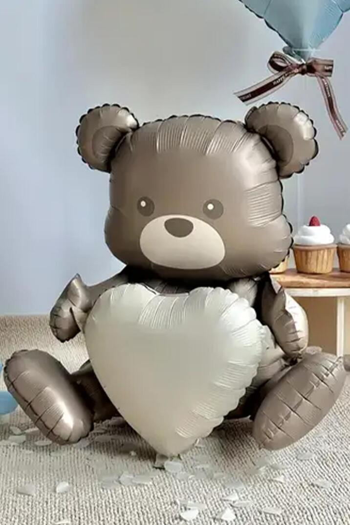 Oturan Kalpli Kahverengi Ayı Folyo Balon Sevimli Ayıcık Balon - 2