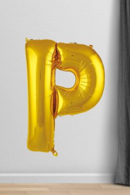P Harfi Folyo Balon Gold 100 cm 40 inç 1 Metre Altın - 1