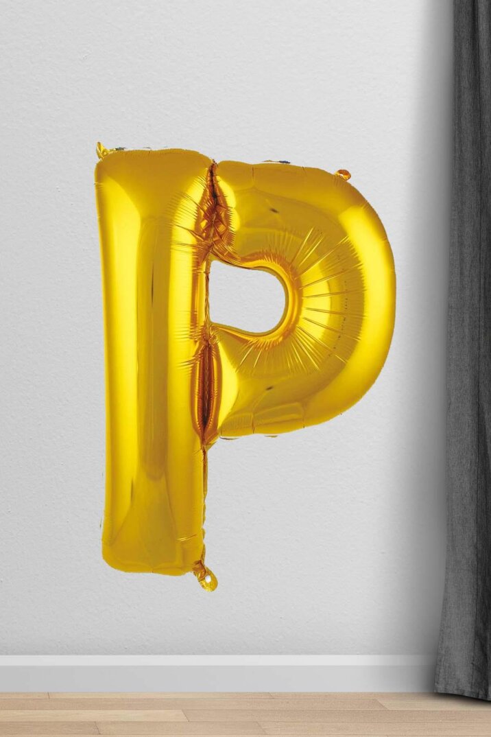 P Harfi Folyo Balon Gold 100 cm 40 inç 1 Metre Altın - 1