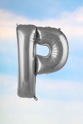 P Harfi Gümüş Folyo Balon 100 cm 40 inç 1 Metre Silver - 1