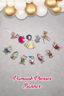 Pamuk Prenses Banner Pamuk Prenses ve Yedi Cüceler Tema Banner Duvar Süsü - 1