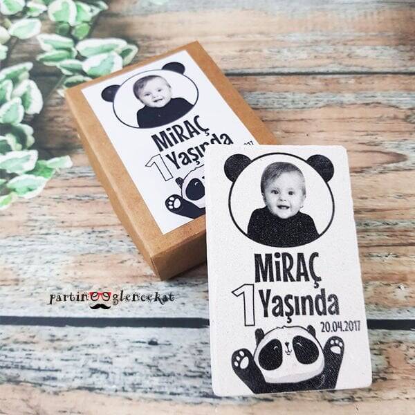 Panda Konsept Resim Baskılı Doğal Taş Magnet - 1