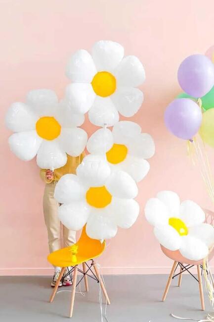Papatya Folyo Balon Papatya Tema Orta Boy 55 cm  - 3
