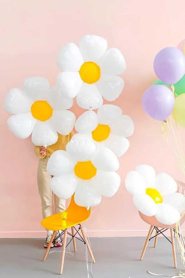 Papatya Folyo Balon Papatya Tema Orta Boy 55 cm  - 3