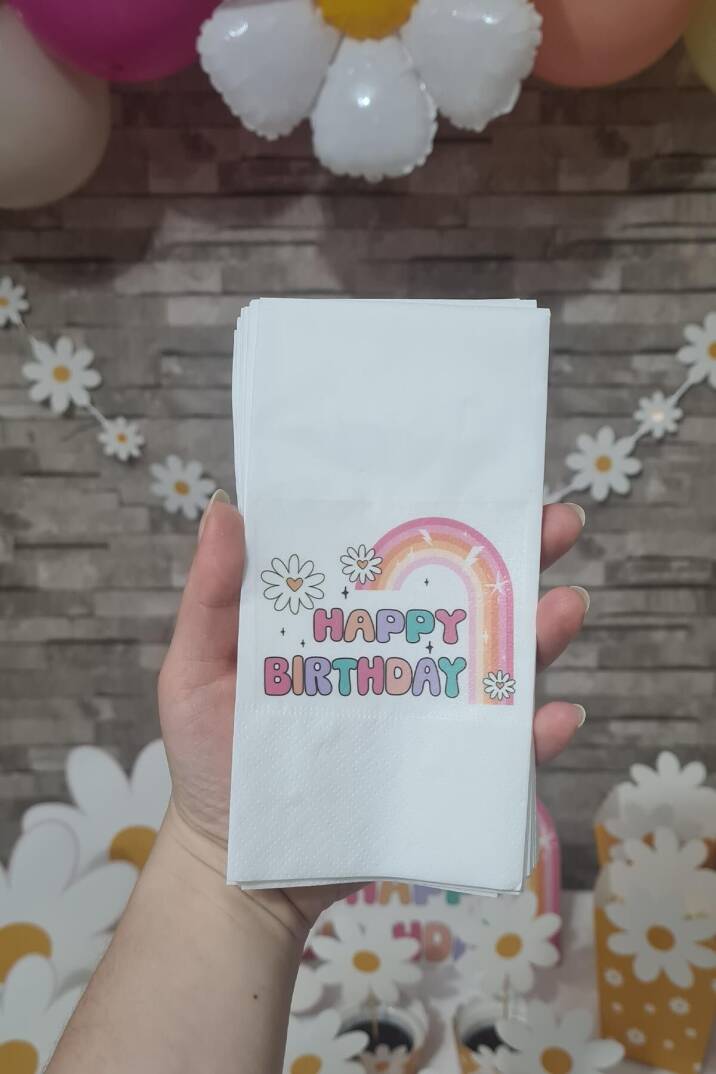 Papatya Konsept Doğum Günü Peçetesi Happy Birthday 20li - 2