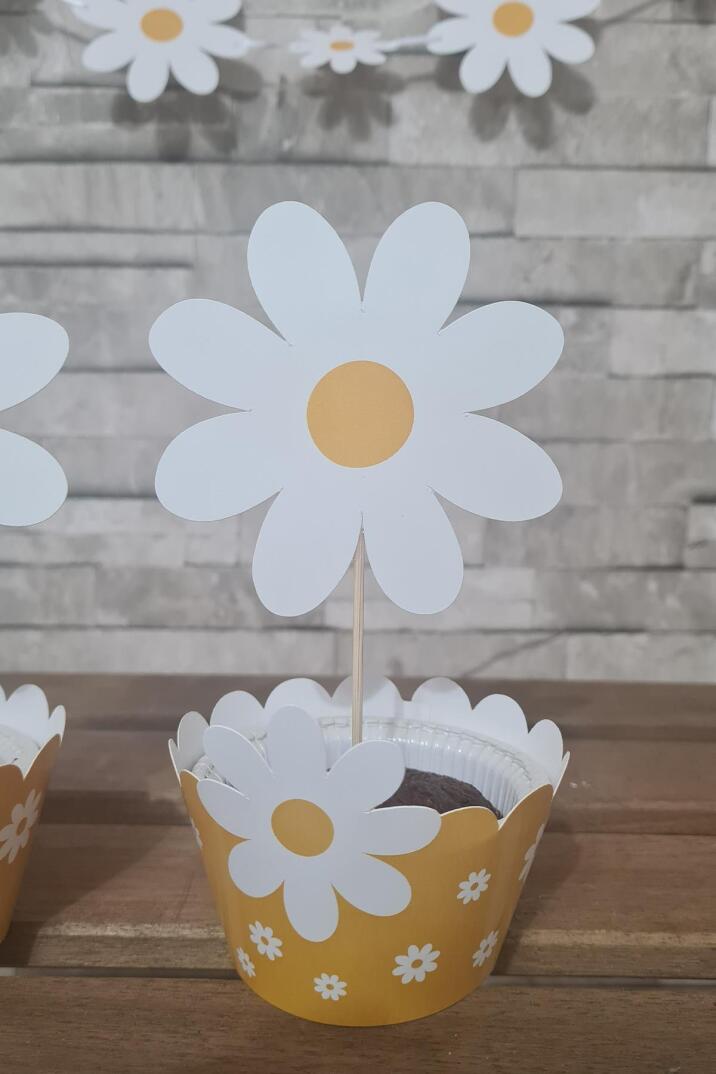 Papatya Konsept Kürdan Süsleri Cupcake Süsleri Lüks Büyük Boy 10lu Paket - 1