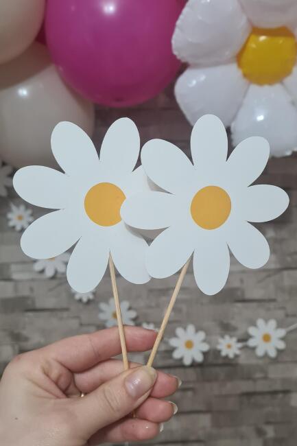 Papatya Konsept Kürdan Süsleri Cupcake Süsleri Lüks Büyük Boy 10lu Paket - 3