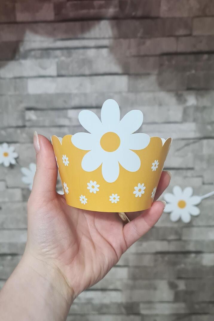 Papatya Konsepti Cupcake Sargısı 10'lu - 1