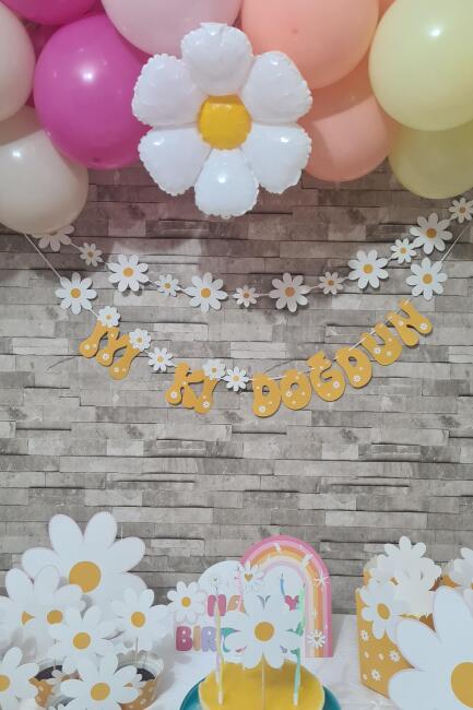Papatya Şekilli Duvar Süsü Banner Papatya Konsept - 4