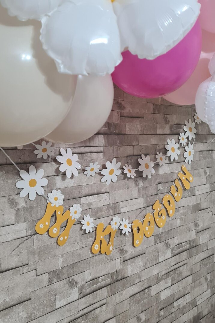 Papatya Tema 2li Set Banner İyi Ki Doğdun Papatya Konsept Duvar Süsü - 2