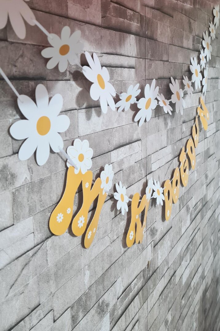 Papatya Tema 2li Set Banner İyi Ki Doğdun Papatya Konsept Duvar Süsü - 3
