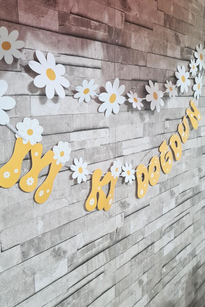 Papatya Tema 2li Set Banner İyi Ki Doğdun Papatya Konsept Duvar Süsü - 5