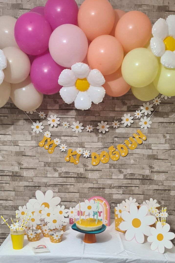Papatya Tema 2li Set Banner İyi Ki Doğdun Papatya Konsept Duvar Süsü - 7