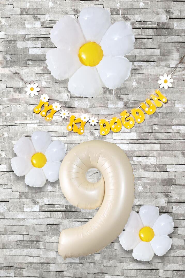 Papatya Tema Doğum Günü Balon Süsleme Seti Bannerlı Yaş Balonu Balon Zincir Paketi - 17