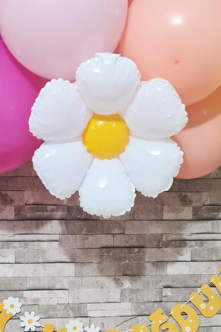 Papatya Tema Doğum Günü Parti Paketi Fon Perdeli Bannerlı Lüks Balon Seti 33 Parça - 3