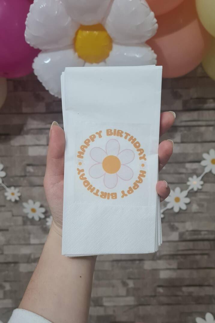 Papatya Tema Doğum Günü Peçetesi Happy Birthday 20li - 2