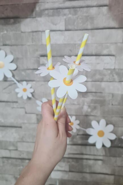Papatya Tema Pipet Süsleri 10lu Lüks Pipet Paketi Papatya Demeti - 2