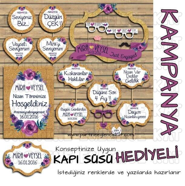 Parıltılı Altın Mor Konsept 3lü Kampanyalı Paket - 1