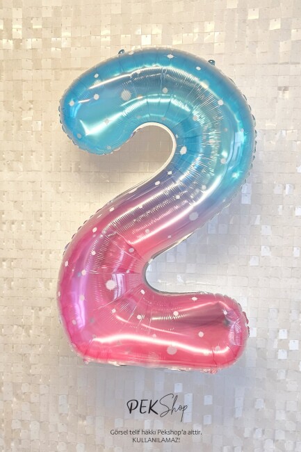 Parıltılı Gökkuşağı Rakam Folyo Balon 40inç - 6