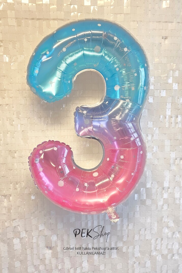 Parıltılı Gökkuşağı Rakam Folyo Balon 40inç - 8