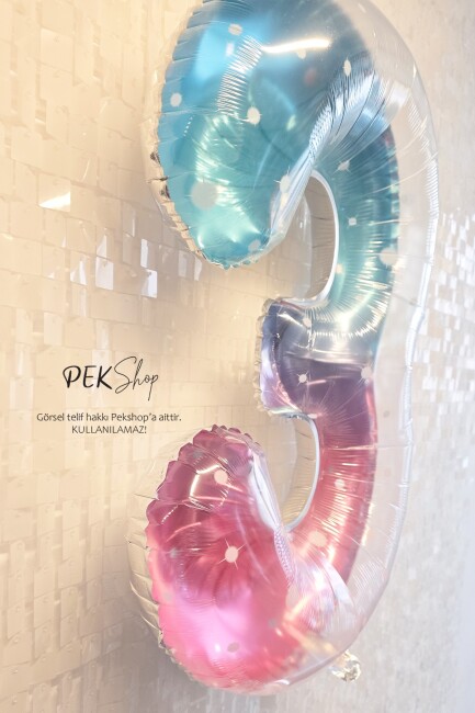 Parıltılı Gökkuşağı Rakam Folyo Balon 40inç - 9