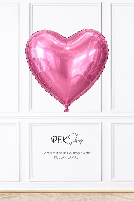 Parlak Pembe Kalp Folyo Balon – 18 inç (45 cm)