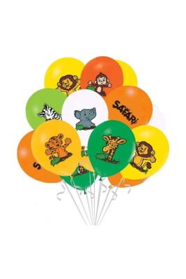 Partidolu 10 Adet Safari Hayvanları Baskılı Latex Balon