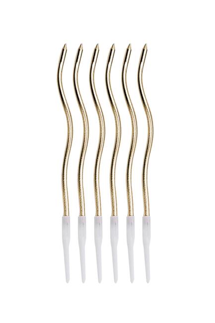 Pasta Mumu Spiral Gold Renk Mum 6 lı Altın Kıvrık Mum - 2