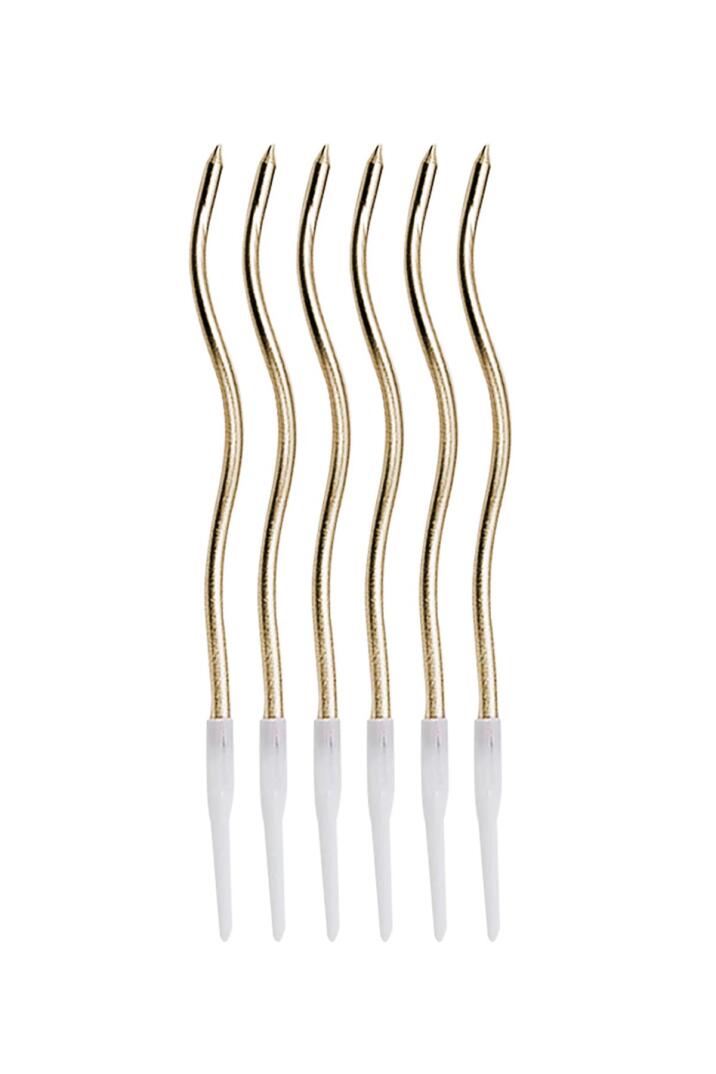 Pasta Mumu Spiral Gold Renk Mum 6 lı Altın Kıvrık Mum - 2