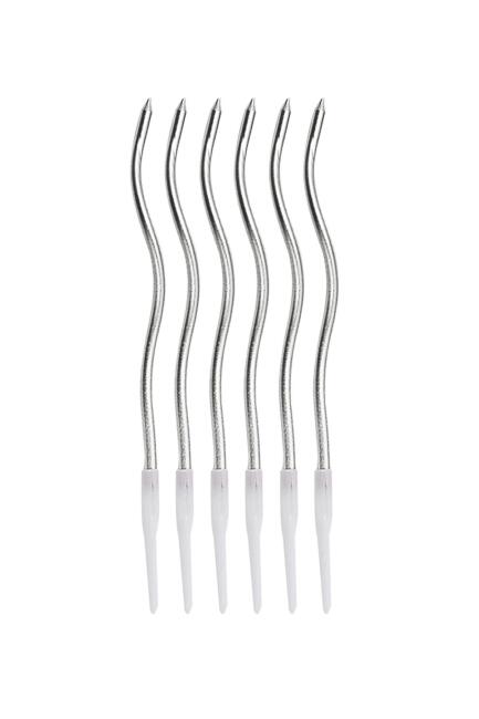 Pasta Mumu Spiral Gümüş Renk Mum 6 lı Gümüş Kıvrık Mum - 2