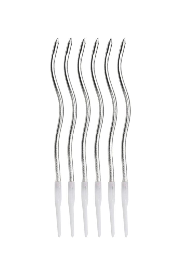 Pasta Mumu Spiral Gümüş Renk Mum 6 lı Gümüş Kıvrık Mum - 2
