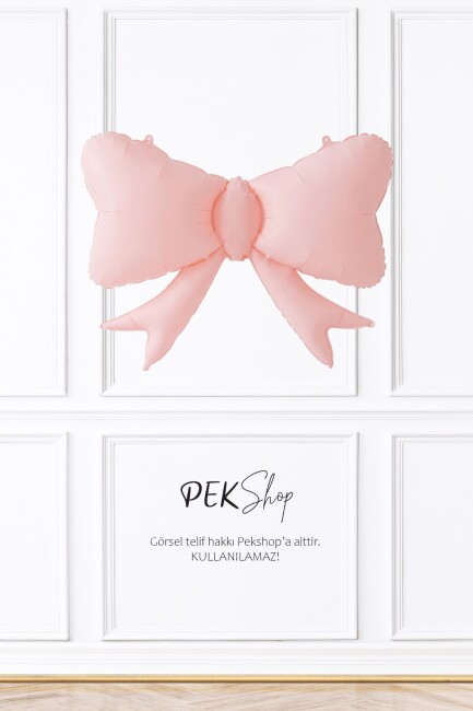 Pastel Pembe Fiyonk Folyo Balon 60x80 Pembe Fiyonk Kurdele Folyo Balon - 1